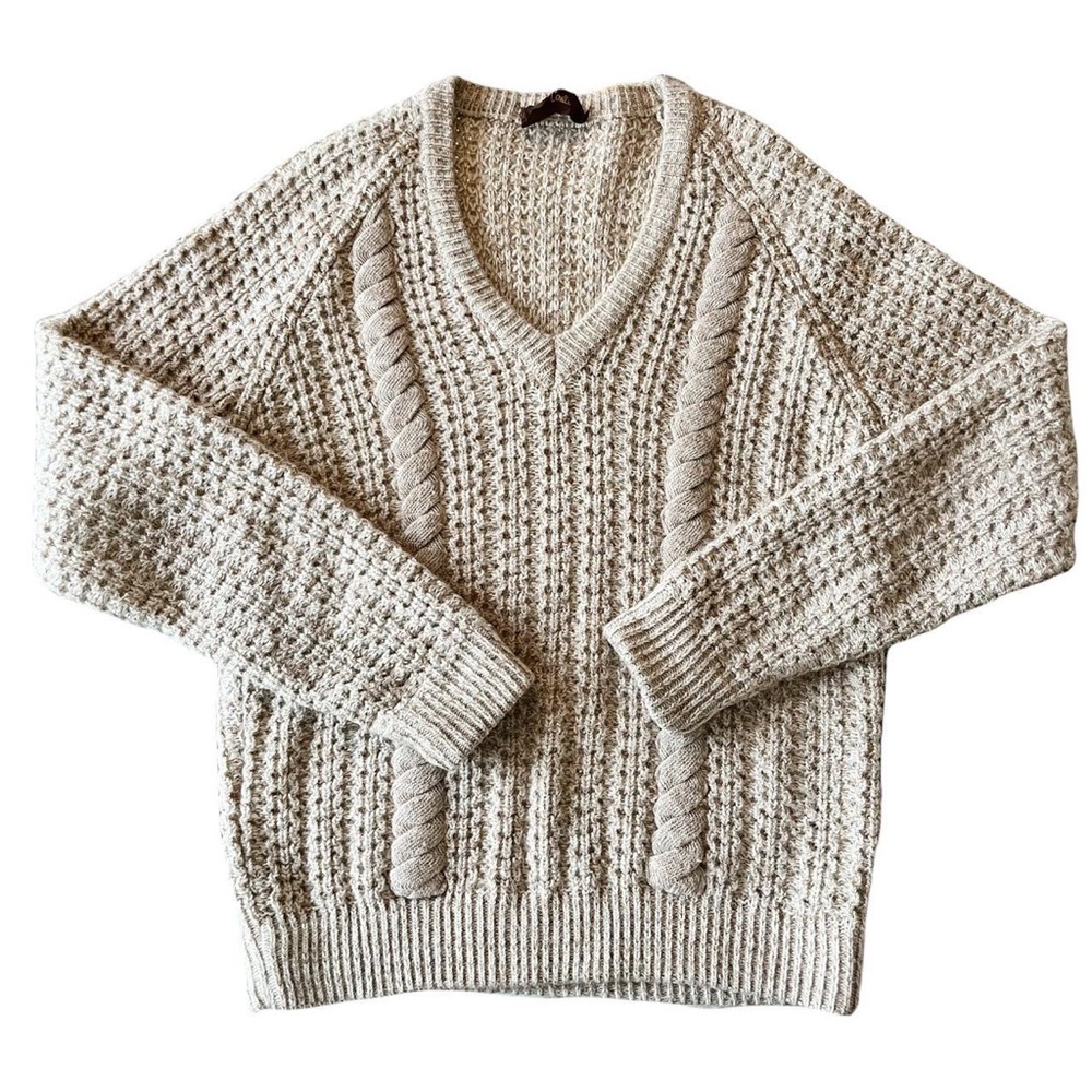 Vintage heavyknit oversized grandpa v neck sweater - Picture 3 of 4